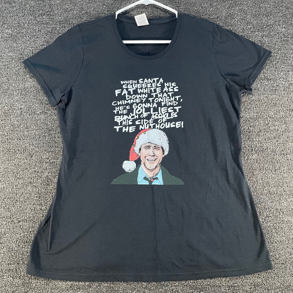 Fruit of the Loom Christmas Vacation Shirt Ladies XL Black Good Clark Griswold